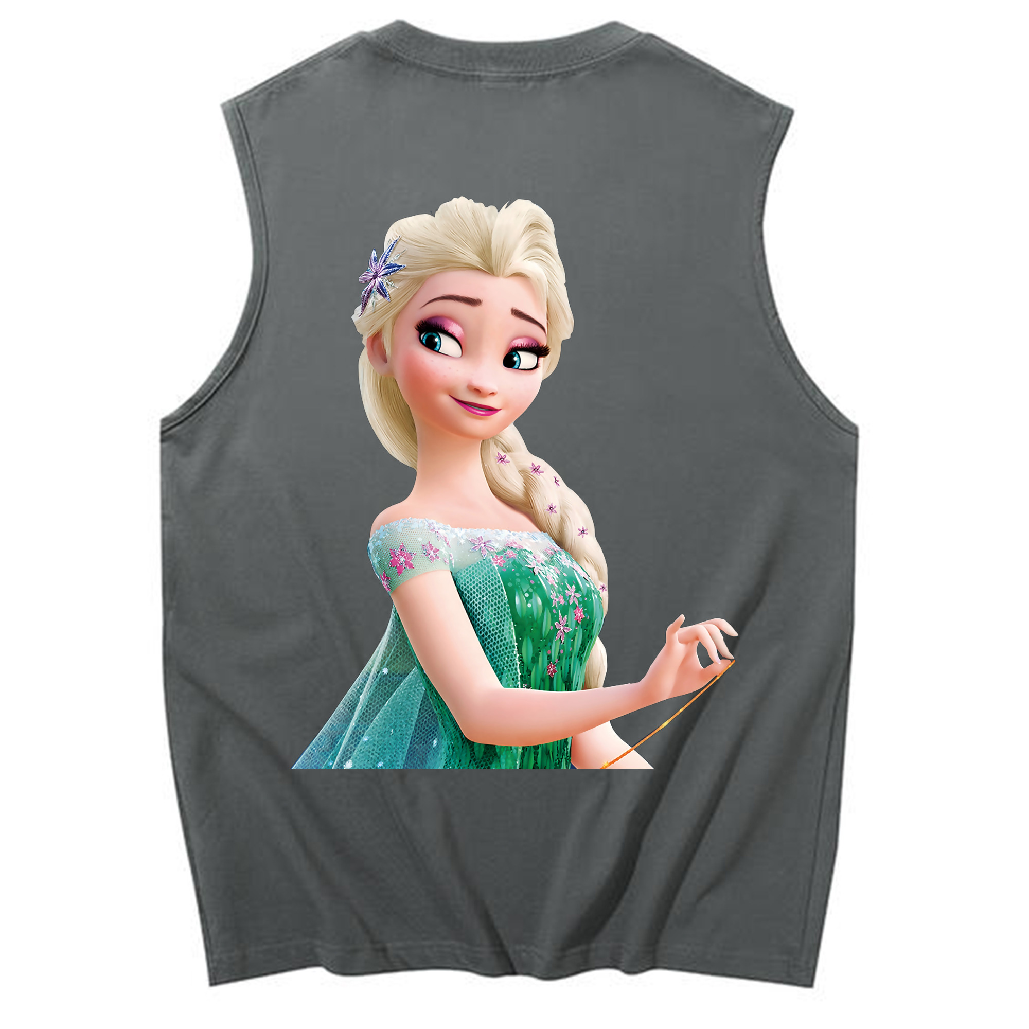 （画像用） アナと雪の女王 アンナ エルサ Frozen Anna Elsa コットン100％タンクトップ（背面プリント）
